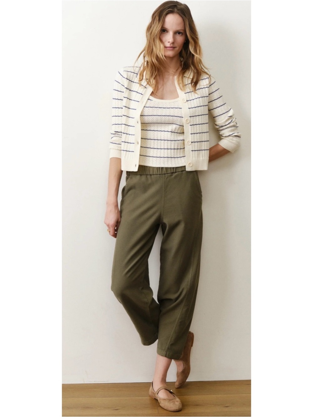 Olive Relaxed Crop Pants - Women